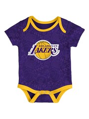 Fanatics Yellow NBA Los Angeles Lakers Slam Dunk 100% Cotton 3pc Bodysuit Newborn - Image 3 of 4