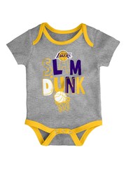 Fanatics Yellow NBA Los Angeles Lakers Slam Dunk 100% Cotton 3pc Bodysuit Newborn - Image 4 of 4