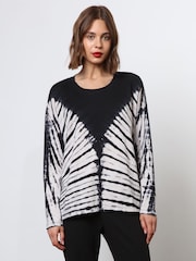 Religion Black Oversized l/s Eris T-Shirt in Monochrome Tie dye - Image 1 of 8