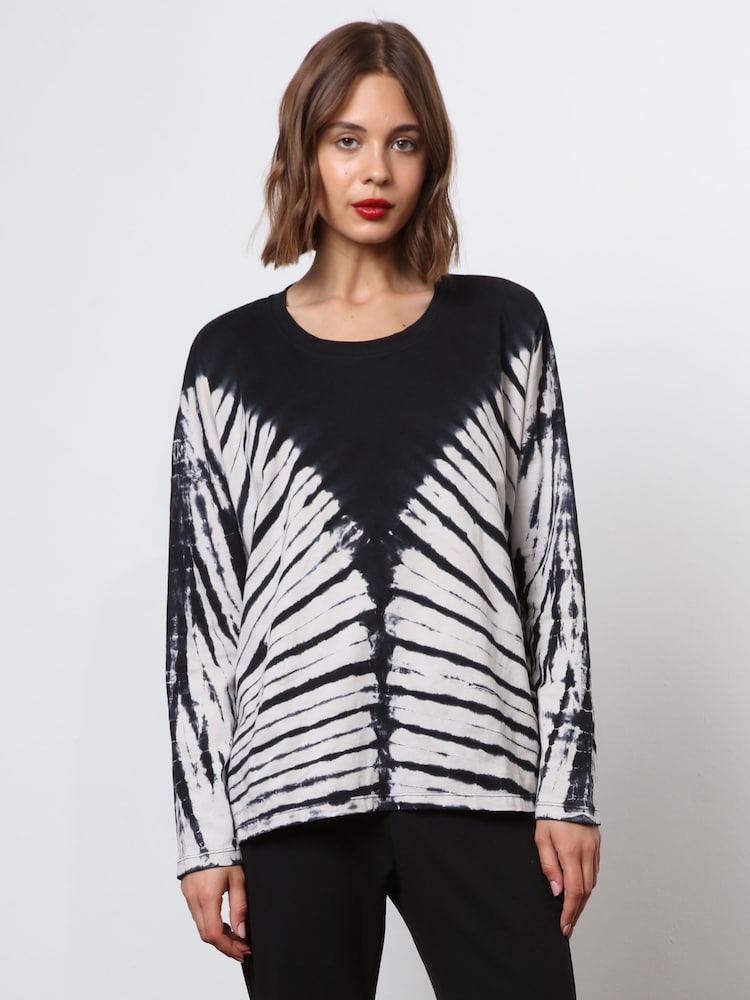 Religion Black Oversized l/s Eris T-Shirt in Monochrome Tie dye - Image 1 of 8