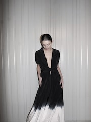 Religion Black Tie Dye Delight Wrap Dress With Full Skirt - Image 1 of 8
