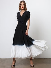 Religion Black Tie Dye Delight Wrap Dress With Full Skirt - Image 2 of 8