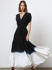 Religion Black Tie Dye Delight Wrap Dress With Full Skirt - Image 3 of 8