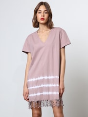 Religion Nude 100% Cotton Particle Mini Tunic Dress With Tie Dye and Tassles - Image 1 of 6