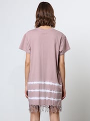 Religion Nude 100% Cotton Particle Mini Tunic Dress With Tie Dye and Tassles - Image 4 of 6
