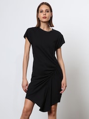 Religion Black 100% Cotton Fitted Alchemy Dress With Beaded Neckline and Drape Detail - Image 1 of 8