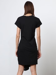 Religion Black 100% Cotton Fitted Alchemy Dress With Beaded Neckline and Drape Detail - Image 4 of 8