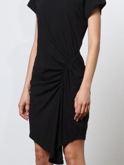 Religion Black 100% Cotton Fitted Alchemy Dress With Beaded Neckline and Drape Detail - Image 6 of 8