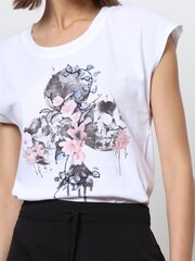 Religion White Cute Fitted Club 100% Cotton T-Shirt with Floral Design - Image 4 of 6