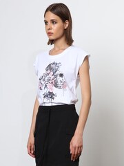 Religion White Cute Fitted Club 100% Cotton T-Shirt with Floral Design - Image 6 of 6