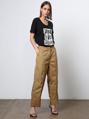 Religion Brown Wide Lege Cargo Trousers in Soft Cotton - Image 1 of 7