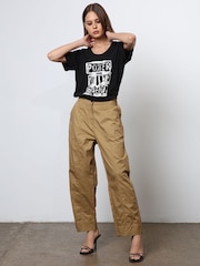 Religion Brown Wide Lege Cargo Trousers in Soft Cotton - Image 5 of 7