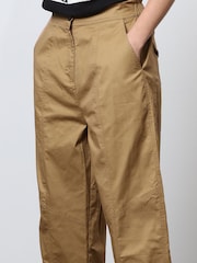Religion Brown Wide Lege Cargo Trousers in Soft Cotton - Image 6 of 7