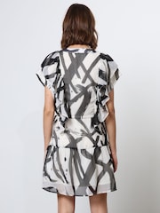 Religion White Spark Mini Dress With Tiered Skirt in Abstract Print - Image 4 of 7