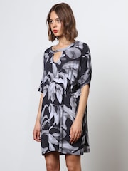 Religion Black 100% Cotton Jersey Tunic Dress With Tie Waist in Abstract Print - Image 5 of 7