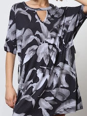 Religion Black 100% Cotton Jersey Tunic Dress With Tie Waist in Abstract Print - Image 6 of 7