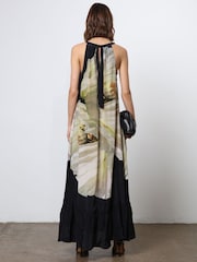 Religion Multi Halterneck Maxi Dress With Large Floral Placement Print in Cupro - Image 3 of 6
