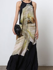 Religion Multi Halterneck Maxi Dress With Large Floral Placement Print in Cupro - Image 6 of 6