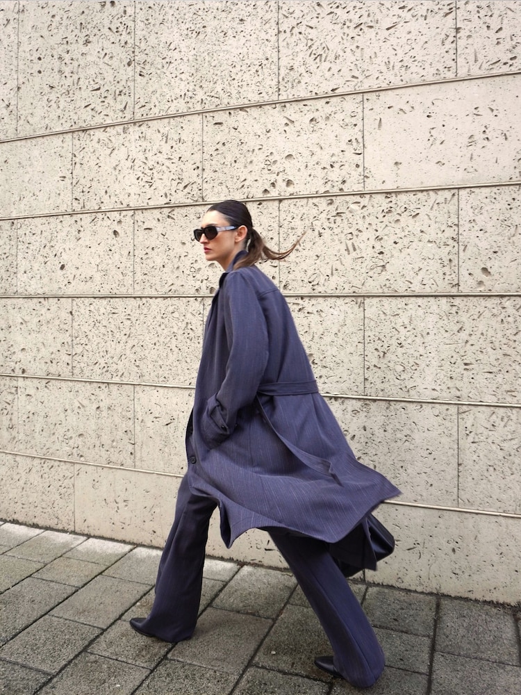 Religion Grey Pinstriped Eide Leg Sharp Trousers - Image 7 of 7