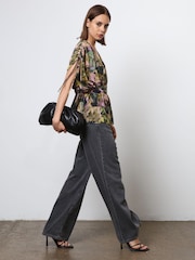 Religion Natural V-neck Radiant Top With Rushed Sleeve Detail - Image 4 of 8