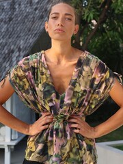 Religion Natural V-neck Radiant Top With Rushed Sleeve Detail - Image 7 of 8