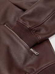 Reiss Bordeaux Carletton Leather Zip-Through Collared Bomber Jacket - Image 9 of 9