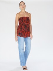 Religion Red Georgette Prints Longline Bandeau Top - Image 2 of 6
