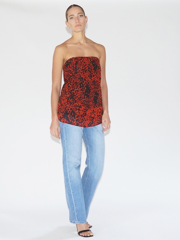 Religion Red Georgette Prints Longline Bandeau Top - Image 2 of 6