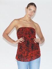 Religion Red Georgette Prints Longline Bandeau Top - Image 5 of 6