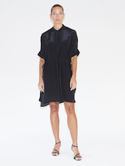 Religion Black Loose Fitting Tunic Shirt Dress With Tie Waist - Image 1 of 6