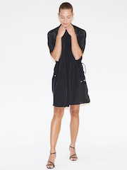 Religion Black Loose Fitting Tunic Shirt Dress With Tie Waist - Image 2 of 6