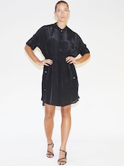 Religion Black Loose Fitting Tunic Shirt Dress With Tie Waist - Image 3 of 6