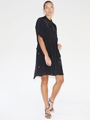Religion Black Loose Fitting Tunic Shirt Dress With Tie Waist - Image 4 of 6
