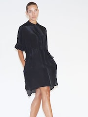 Religion Black Loose Fitting Tunic Shirt Dress With Tie Waist - Image 5 of 6