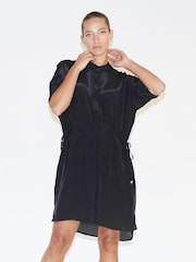 Religion Black Loose Fitting Tunic Shirt Dress With Tie Waist - Image 6 of 6