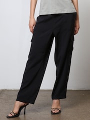 Schwarz - Religion Elegante Utility-Cargohose mit Taschen, Cupro - Bild 4 von 6