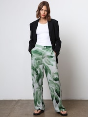 Religion Green Wide Leg Trousers in Botanic Print in Crepe - Image 1 of 6
