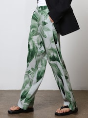 Religion Green Wide Leg Trousers in Botanic Print in Crepe - Image 2 of 6