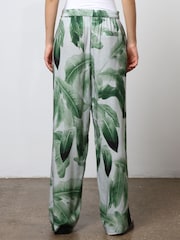Religion Green Wide Leg Trousers in Botanic Print in Crepe - Image 4 of 6