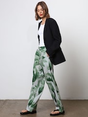 Religion Green Wide Leg Trousers in Botanic Print in Crepe - Image 6 of 6
