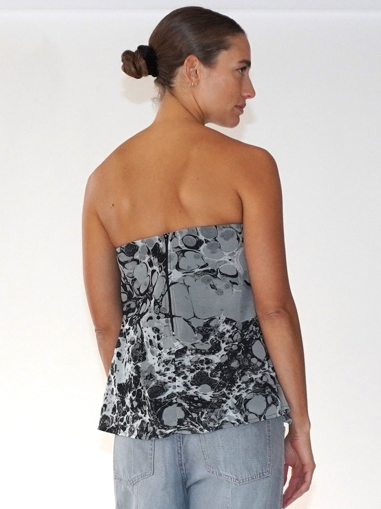 Religion Grey Georgette Prints Longline Bandeau Top - Image 2 of 5