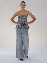 Religion Grey Georgette Prints Longline Bandeau Top - Image 3 of 5