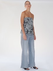 Religion Grey Georgette Prints Longline Bandeau Top - Image 4 of 5