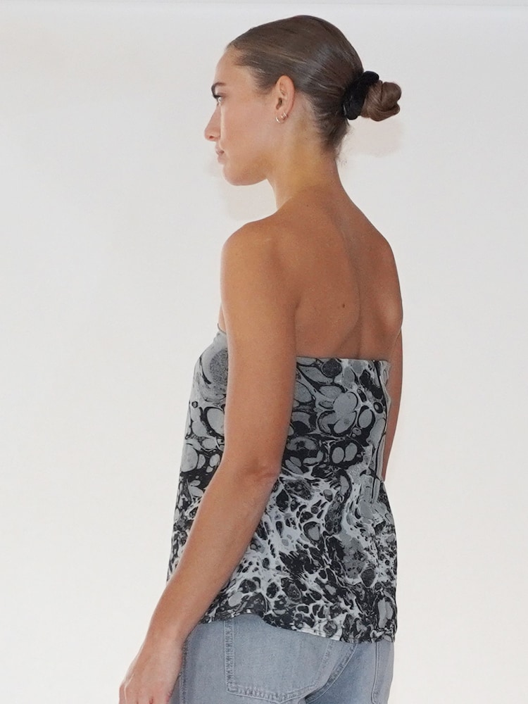 Religion Grey Georgette Prints Longline Bandeau Top - Image 5 of 5