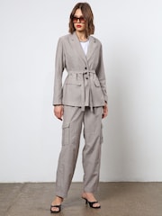 Religion Gray Belted Linen Mix Prime Blazer - Image 5 of 6