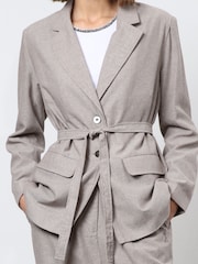 Religion Gray Belted Linen Mix Prime Blazer - Image 6 of 6