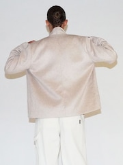 Religion Cream Cream wool Oberon Bomber Jacket With Patch Pockets and Shawl Collar - Image 2 of 6