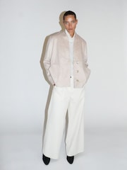 Religion Cream Cream wool Oberon Bomber Jacket With Patch Pockets and Shawl Collar - Image 3 of 6
