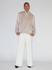 Religion Cream Cream wool Oberon Bomber Jacket With Patch Pockets and Shawl Collar - Image 4 of 6