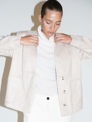 Religion Cream Cream wool Oberon Bomber Jacket With Patch Pockets and Shawl Collar - Image 5 of 6